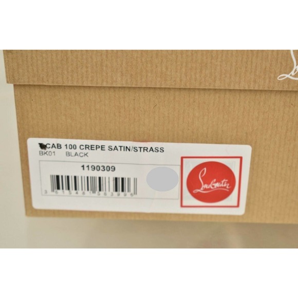 NIB LOUBOUTIN T CAB 100 BLACK CREPE SATIN JEWELED TIE ANKLE STRAP PUMPS 40.5 - Picture 12 of 12